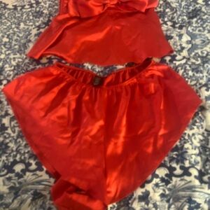 Victoria's Secret Red Dance Costume Satin Finish
